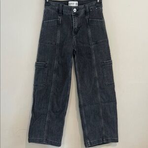 Abercrombie Kids High Rise Wide Leg Supreme Charcoal Cargo Pants Size 9/10